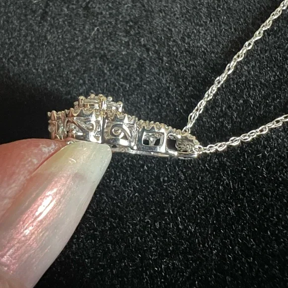 Alwand Vahan 14k Solid White Gold Natural Diamond with Pink Sapphire Pendant-JCP - Picture 6 of 10